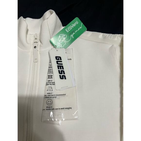 GUESS EcoVero Women’s XL White Zip-Up Track Jacket - Stylish & Sustainable - Picture 2 of 5